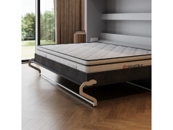 SMARTBett Schrankbett 140x200 Horizontal (M2 55cm Tiefe) Perlgrau / WAVES Anthrazit