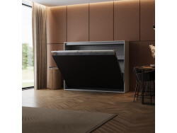 SMARTBett Schrankbett 140x200 Horizontal (M2 55cm Tiefe) Perlgrau / WAVES Anthrazit