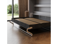 SMARTBett Schrankbett 140x200 Horizontal (M2 55cm Tiefe) Perlgrau / WAVES Anthrazit