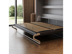 SMARTBett Schrankbett 140x200 Horizontal (M2 55cm Tiefe) Perlgrau / WAVES Anthrazit
