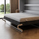 SMARTBett Schrankbett 140x200 Horizontal (M2 55cm Tiefe) Perlgrau / WAVES Anthrazit