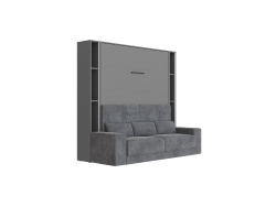 SMARTBett Schrankbett Set mit Sofa M1 140x200 + 2 Standregale inkl.LED