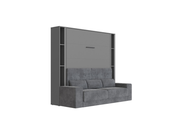 SMARTBett Schrankbett Set mit Sofa M1 140x200 + 2 Standregale inkl.LED Anthrazit