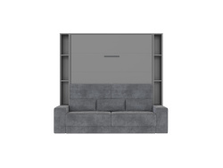 SMARTBett Schrankbett Set mit Sofa M1 140x200 + 2 Standregale inkl.LED Anthrazit