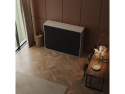 Murphy bed SMARTBett  140x200 Horizontal (M2 55cm depth) Pearl Grey / WAVES Anthracite Metal mattress holder incl.Lighting Set