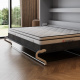 Murphy bed SMARTBett  140x200 Horizontal (M2 55cm depth) Pearl Grey / WAVES Anthracite Metal mattress holder incl.Lighting Set