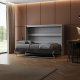 Murphy bed SMARTBett  140x200 Horizontal (M2 55cm depth) Pearl Grey / WAVES Anthracite Metal mattress holder incl.Lighting Set