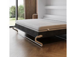 SMARTBett Wall Bed 140x200 Horizontal (M2 55 cm Depth) White/WAVES Anthracite