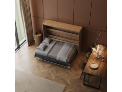 SMARTBett Schrankbett 140x200 Horizontal (M2 55 cm Tiefe)  Wildeiche /WAVES Anthrazit
