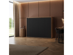 SMARTBett Schrankbett 140x200 Horizontal (M2 55 cm Tiefe)  Wildeiche /WAVES Anthrazit