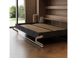SMARTBett Schrankbett 140x200 Horizontal (M2 55 cm Tiefe)  Wildeiche /WAVES Anthrazit