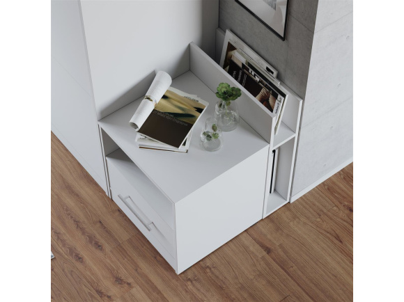 Nachttisch Platinweiss/Platinweiss Hochglanzfront für das SMARTBett Schrankbett 160 cm