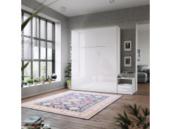 Nachttisch Platinweiss/Platinweiss Hochglanzfront für das SMARTBett Schrankbett 160 cm