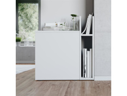 Nachttisch Platinweiss/Platinweiss Hochglanzfront für das SMARTBett Schrankbett 160 cm