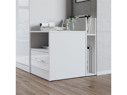Nachttisch Platinweiss/Platinweiss Hochglanzfront für das SMARTBett Schrankbett 160 cm