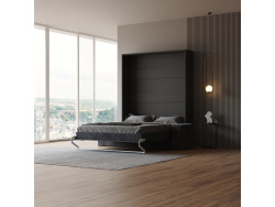 Smartbett Murphy bed with sofa M1 160x200 Vertical Anthracite Armrests 25cm width