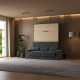 Smartbett Schrankbett mit SOFA M1 160x200 Vertikal Anthrazit/Kaiser Eiche Armlehnen 26 cm Breite