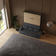 Smartbett Schrankbett mit SOFA M1 160x200 Vertikal Anthrazit/Kaiser Eiche Armlehnen 26 cm Breite