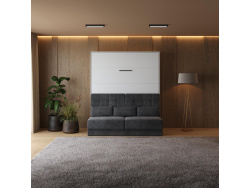 Schrankbett mit SOFA M1 160x200 Vertikal Weiss/Weiss...