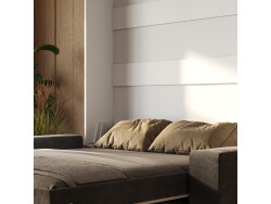 Schrankbett mit SOFA M1 160x200 Vertikal Weiss/Weiss Hochglanz ohne Armlehnen