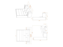 Schrankbett mit SOFA M1 160x200 Vertikal Weiss/Weiss Hochglanz ohne Armlehnen