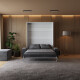 Schrankbett mit SOFA M1 160x200 Vertikal Weiss/Weiss Hochglanz ohne Armlehnen