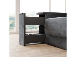 Murphy bed with sofa M1 160x200 Vertical  White/White Gloss Armrests 26 cm with drawers