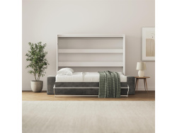 SMARTBett 160x200 Schrankbett Horizontal M2 (Tiefe 55cm) WEISS inkl.SOFA Anthrazit Armlehnen 11 cm