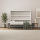 SMARTBett 160x200 Schrankbett Horizontal M2 (Tiefe 55cm) WEISS inkl.SOFA Anthrazit Armlehnen 26 cm