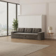 SMARTBett 160x200 Schrankbett Horizontal M2 (Tiefe 55cm) WEISS inkl.SOFA Anthrazit Armlehnen 26 cm