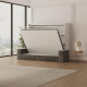 SMARTBett 160x200 Schrankbett Horizontal M2 (Tiefe 55cm) WEISS inkl.SOFA Anthrazit Armlehnen 26 cm
