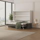 SMARTBett 160x200 Schrankbett Horizontal M2 (Tiefe 55cm) WEISS inkl.SOFA Anthrazit Armlehnen 26 cm