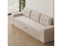 SMARTBett 160x200 Schrankbett Horizontal M2 (Tiefe 55cm) WEISS inkl.SOFA Sandgrau Armlehnen 11 cm