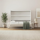 SMARTBett 160x200 Schrankbett Horizontal M2 (Tiefe 55cm) WEISS inkl.SOFA Sandgrau Armlehnen 11 cm
