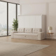 SMARTBett 160x200 Schrankbett Horizontal M2 (Tiefe 55cm) WEISS inkl.SOFA Sandgrau Armlehnen 11 cm
