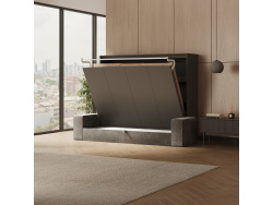 SMARTBett 160x200 Schrankbett Horizontal M2 (Tiefe 55cm) Anthrazit inkl.SOFA