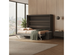 SMARTBett 160x200 Schrankbett Horizontal M2 (Tiefe 55cm) Anthrazit inkl.SOFA