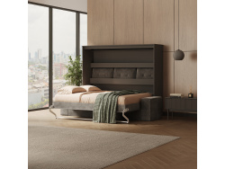 SMARTBett 160x200 Schrankbett Horizontal M2 (Tiefe 55cm) Anthrazit inkl.SOFA