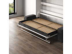 SMARTBett 140x200 Schrankbett Horizontal M2 (Tiefe 55cm) WEISS inkl.SOFA Sandgrau