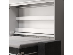 SMARTBett 140x200 Schrankbett Horizontal M2 (Tiefe 55cm) WEISS inkl.SOFA