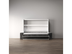 SMARTBett 140x200 Schrankbett Horizontal M2 (Tiefe 55cm) WEISS inkl.SOFA
