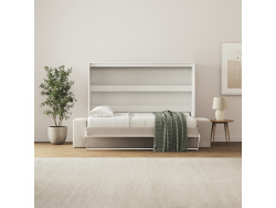 SMARTBett 140x200 Schrankbett Horizontal M2 (Tiefe 55cm) WEISS inkl.SOFA