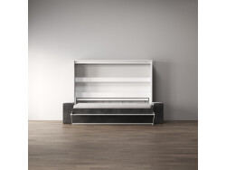 SMARTBett 140x200 Schrankbett Horizontal M2 (Tiefe 55cm) WEISS inkl.SOFA
