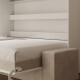 SMARTBett 140x200 Wall Bed Horizontal M2 (Depth 55cm) WHITE incl. SOFA sand gray Armrests 11 cm
