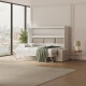 SMARTBett 140x200 Wall Bed Horizontal M2 (Depth 55cm) WHITE incl. SOFA sand gray Armrests 11 cm