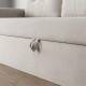 SMARTBett 140x200 Schrankbett Horizontal M2 (Tiefe 55cm) WEISS inkl.SOFA Sandgrau Armlehnen 26 cm