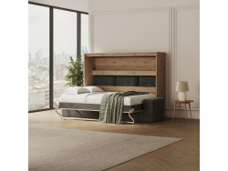 SMARTBett 140x200 Schrankbett Horizontal M2 (Tiefe 55cm) Wildeiche inkl.SOFA