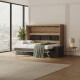 SMARTBett 140x200 Schrankbett Horizontal M2 (Tiefe 55cm) Wildeiche inkl.SOFA