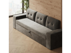 SMARTBett 140x200 Murphy Bed Horizontal M2 (Depth 55cm) Wild Oak  incl. SOFA Anthracite Armrests 11 cm