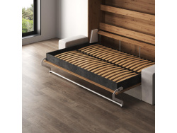 SMARTBett 140x200 Schrankbett Horizontal M2 (Tiefe 55cm) Wildeiche inkl.SOFA Anthrazit Armlehnen 26 cm